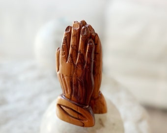 small hand carved jesus hand mold figurine | praying hands | religious gift