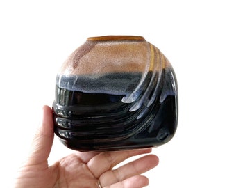 small postmodern drip glazed ceramic flower bud vase