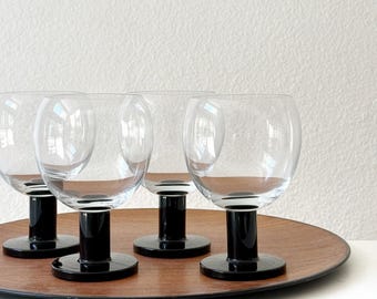 Vintage Crate & Barrel Viva Black Grand Wine Glass Stemware Set