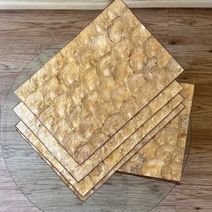 set of 4 large capiz shell serving table placemat trays | housewarmings gift