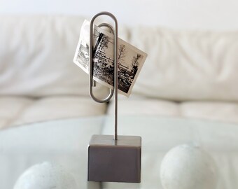 large pottery barn heavy metal paperclip photo stand / paper clip photo prop