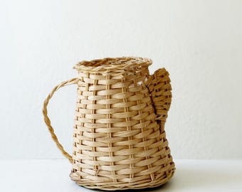 woven wicker rattan pitcher flower vase