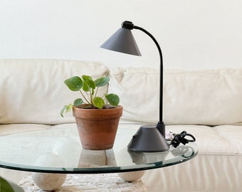 small gray led desk office gooseneck table lamp | adjustable