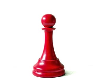 mid century large heavy red chess pawn office bookend