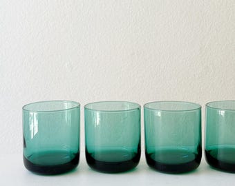 mid century modern Libbey Metropolitan juniper green glass tumbler set