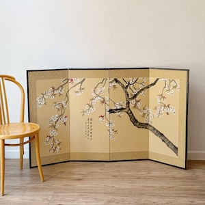 Vintage Japanese Four Panel Screen - Etsy