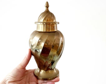 elegant solid brass ginger jar urn canister with lid