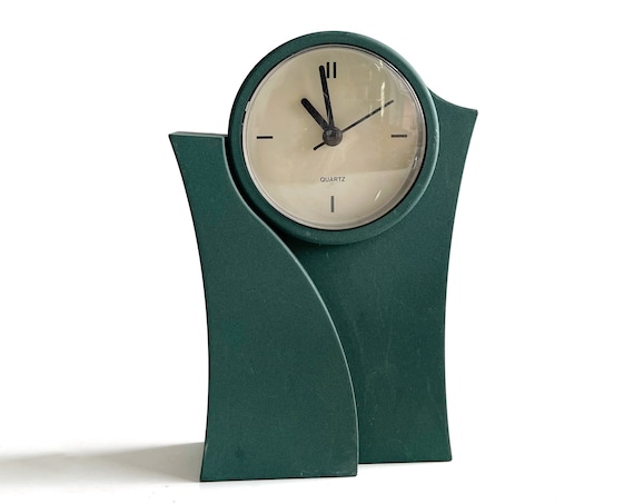 postmodern green art deco battery operated clock