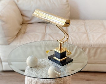 adjustable black marble brass bankers table lamp | office decor