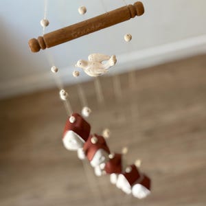 boho white flying bird house ceramic pottery windchime - nuetral baby nursery decor