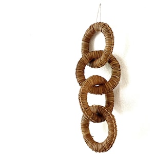 natural rattan string hoop chain link ornament