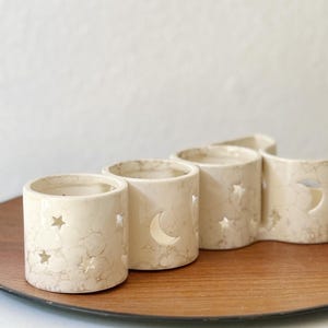 PartyLite Galaxy Celestial 2000 ceramic candle holder: star and moon tealight holder