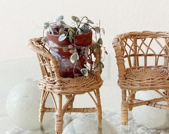 mini wicker doll peacock chair furniture planter / sofa plant stand