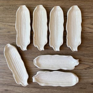 white ceramic corn on the cob appetizer plate set - thanksgiving fall table decor
