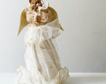 Kitty Cat Christmas angel tree topper ornament decoration