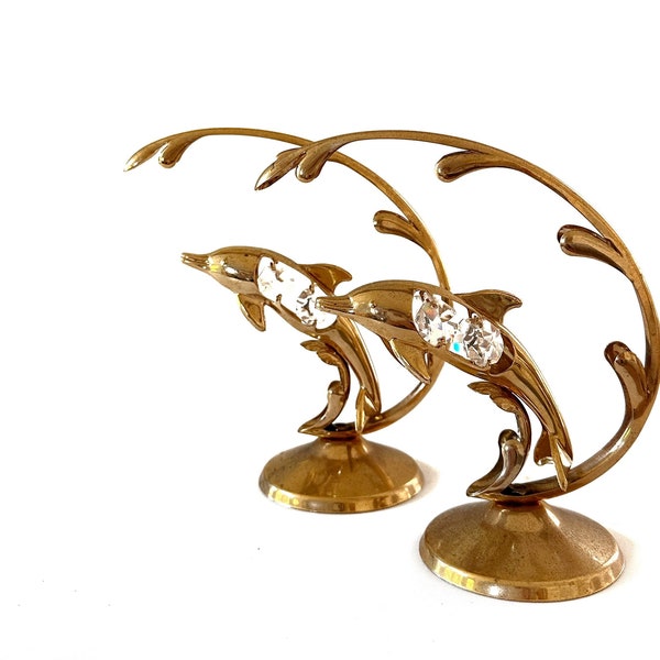 gold crystal dolphin swan figurine suncatcher