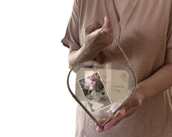 glass heart picture frame hanging ornament | mothers day gift