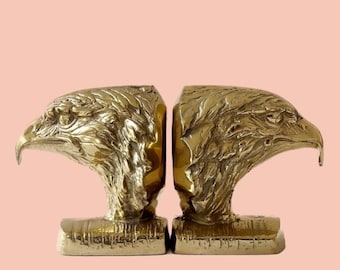 vintage pair of brass eagle bookends / regal bird office bookends