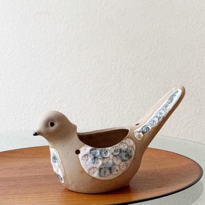 hanging clay dove bird planter / flower pot / dove figurine sculpture