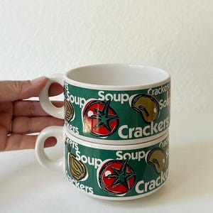 Vintage Soup and Cracker Bowl Mugs - Set of 2