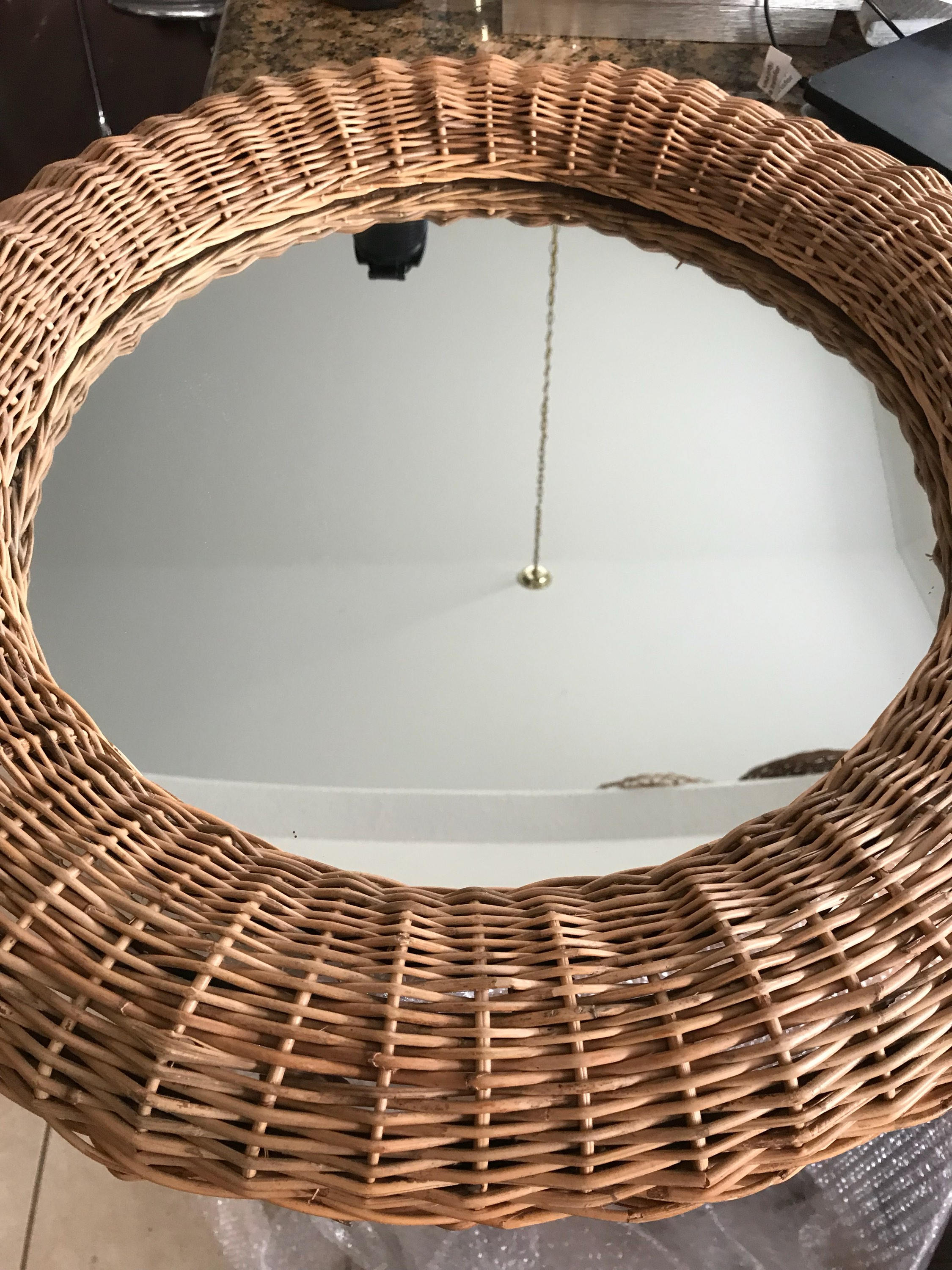 Round Woven Rattan Mirrors Wall 40cm x 40cm Natural Round Woven