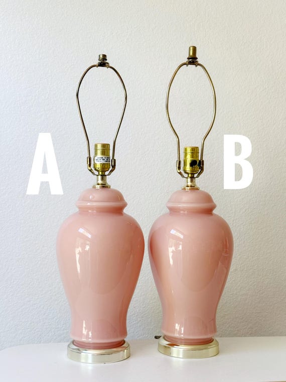 90s Postmodern Light Pearl Pink Glass Table Lamp Light - Etsy