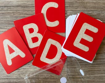 vintage sandpaper alphabet letter card set / educational flashcards abc, letters, cutouts