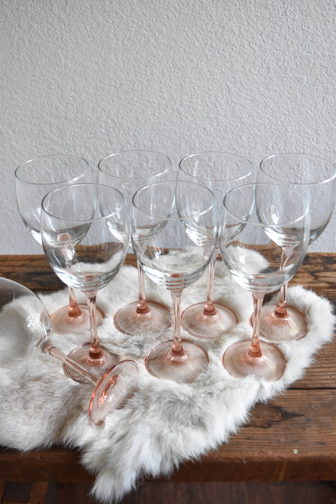 Vintage Set of Pretty Pink Stemware Champagne Glasses / Gift Barware - Etsy