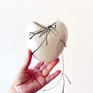 small white ceramic valentines day heart flower propagation vase