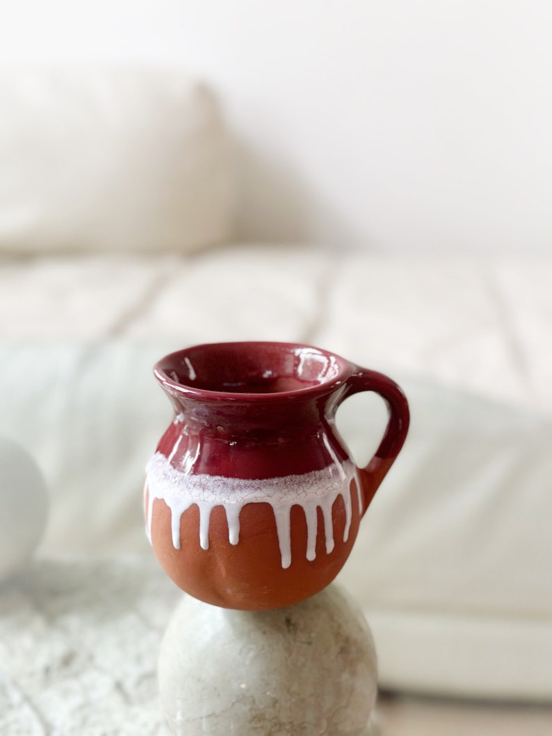 drip glazed ceramic burgandy mexican coffee mug image 1