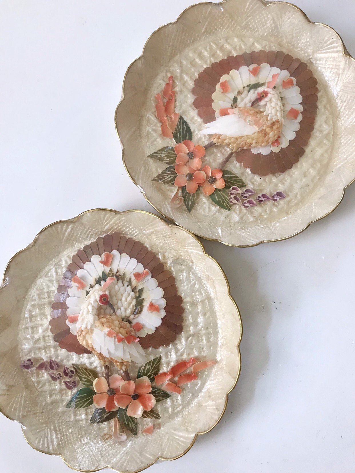 Set of 2 mid century capiz shell mosaic wall art asian Etsy