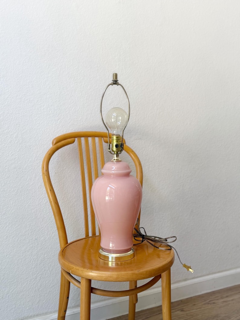 90s postmodern light pearl pink glass table lamp light immagine 6