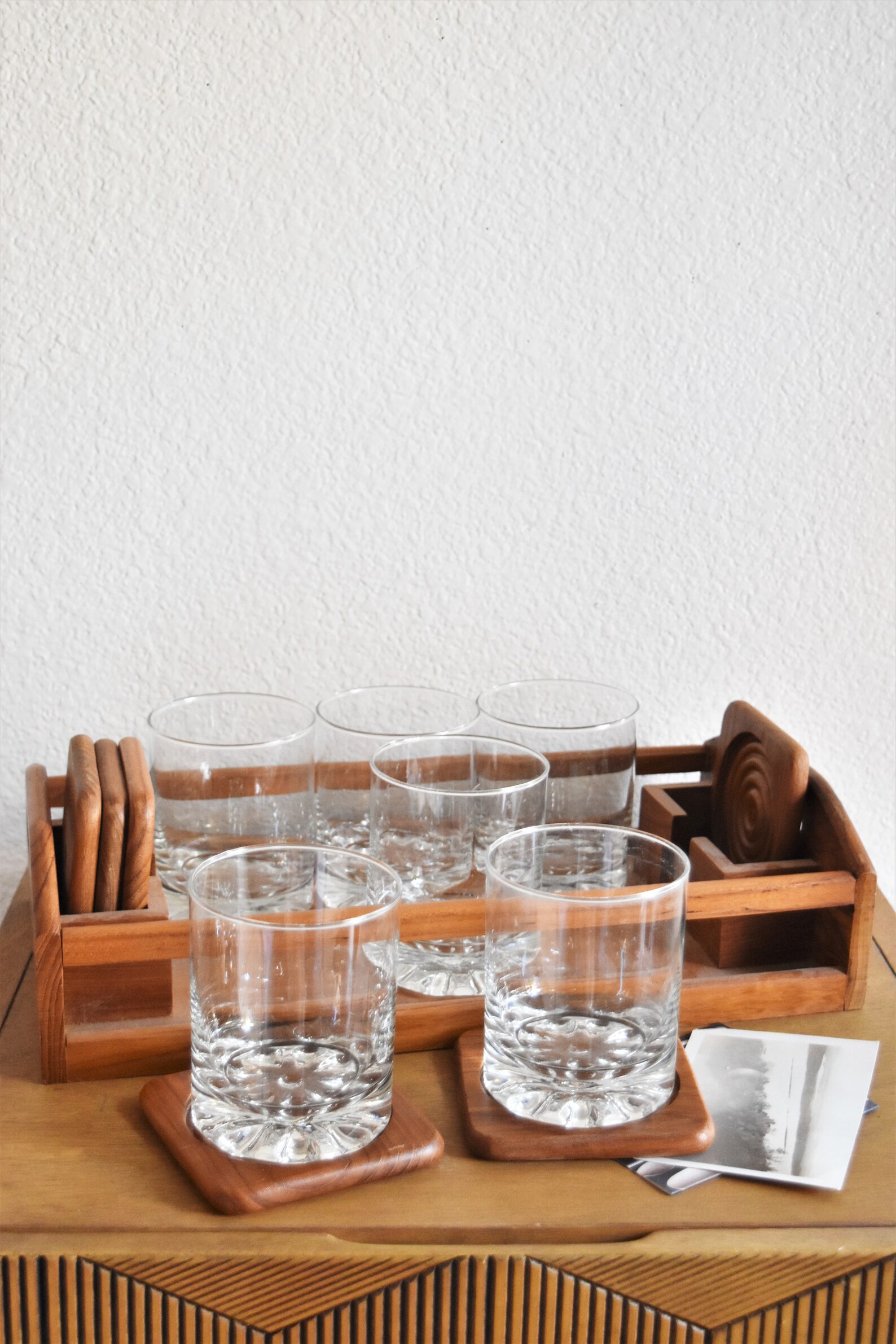 Mid Century Modern Drinking Cocktail Glasses With Teak Wood - Etsy