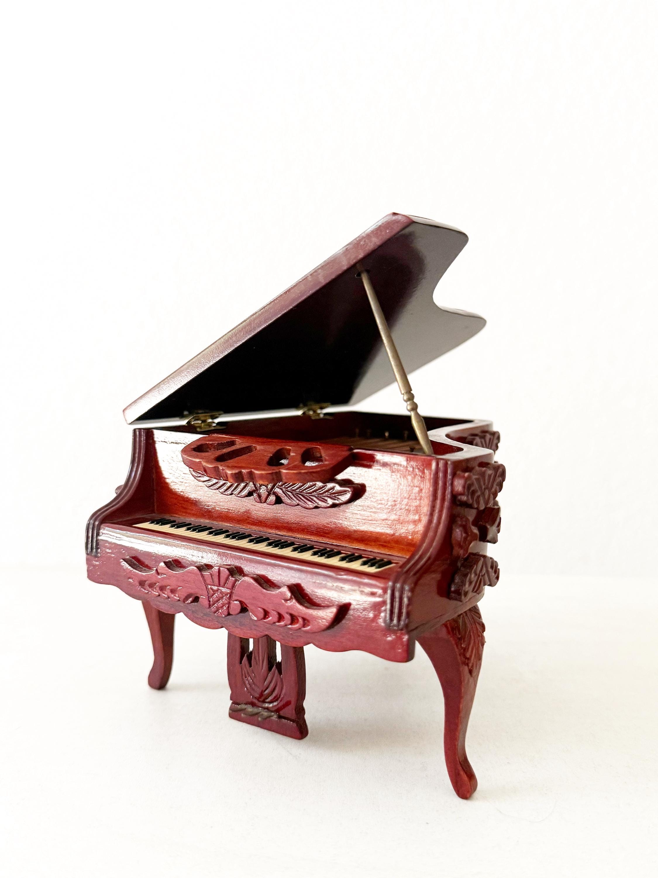 Vintage Musical Windup Wooden Antique Grand Piano Miniature