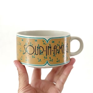 vintage stoneware soup bowl mug | typography soup cracker bowls with handles