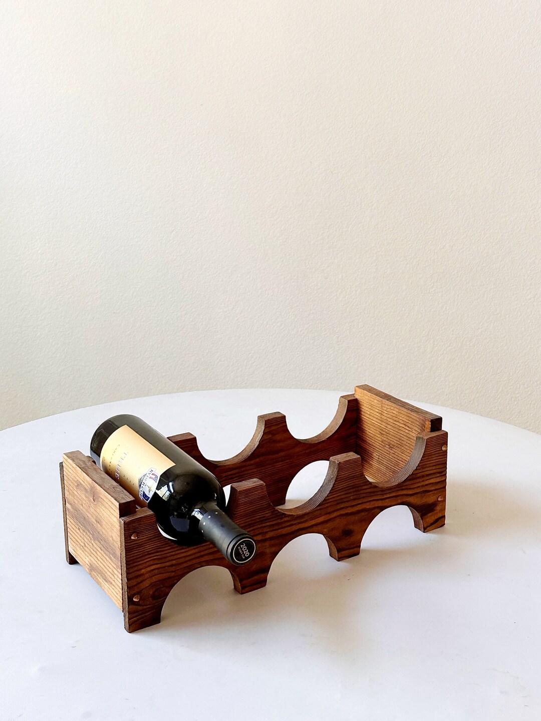 Mid Century Wooden Wine Bottle Rack Holder Wine Storage Etsy