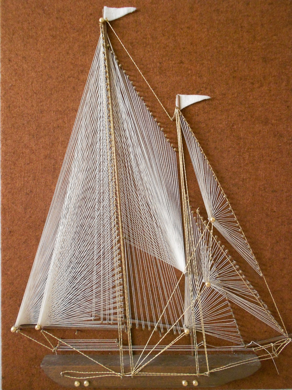 1960s sail boat string art picture // nautica wall decor Etsy
