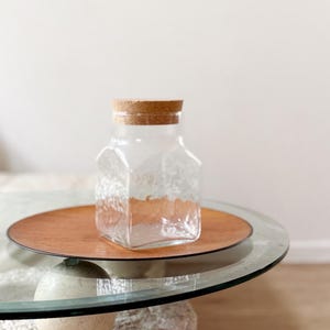 cork lid textured glass apothecary jar / kitchen storage terrarium
