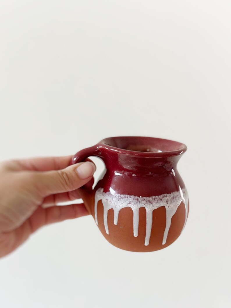 drip glazed ceramic burgandy mexican coffee mug image 2