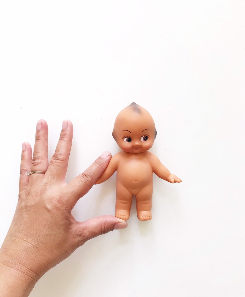 Cute Kewpie Doll Baby Cupie Vintage Cameo Figurine Rubber Ornament Moved Arm Leg