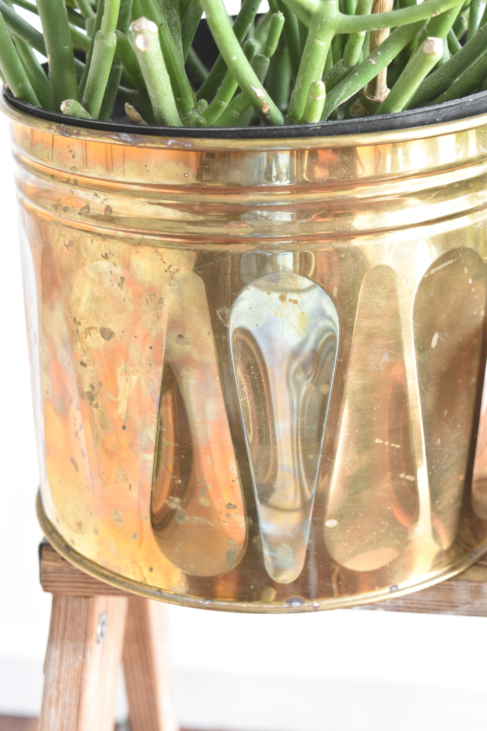 medium size solid brass planter flower pot