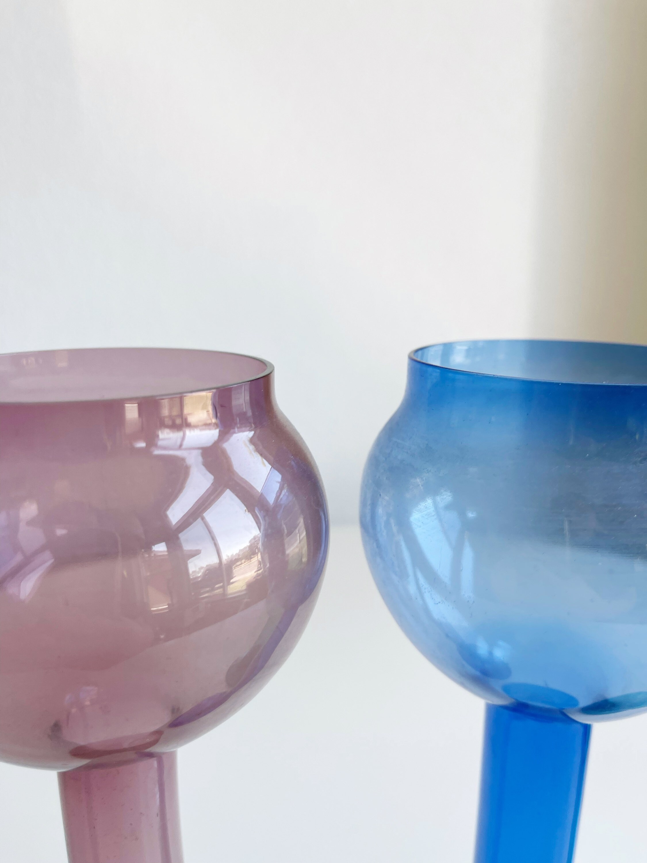 Set of 3 Clear Glass Ball Flower Vase Art Glass Sculptures Etsy