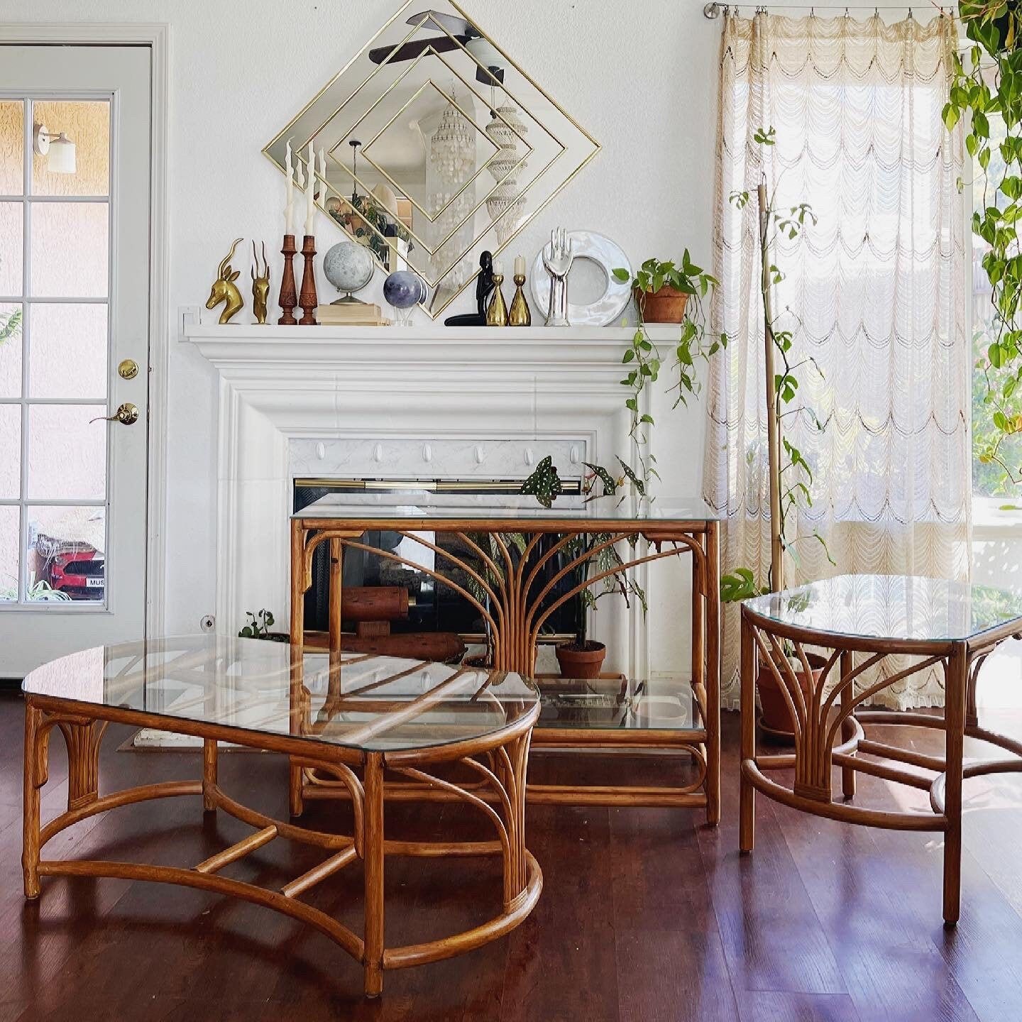 Mid Century Modern Bamboo Rattan Tables Chinoiserie Style Home Furniture Mid Century Modern Bamboo Rattan Tables Chinoiserie Style Home Furniture