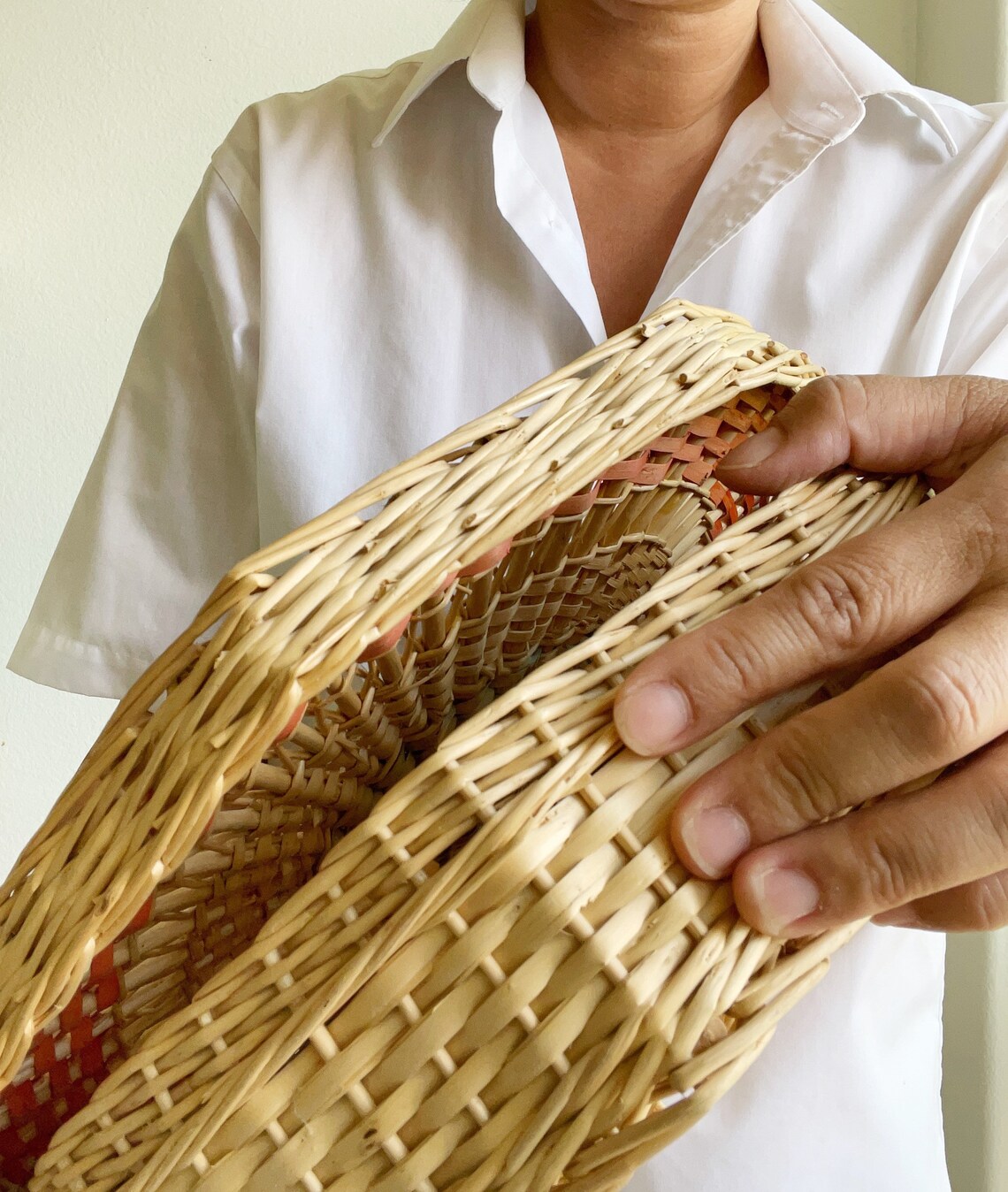 Pink Hand Woven Wicker Wood Storage Basket With Lid Etsy