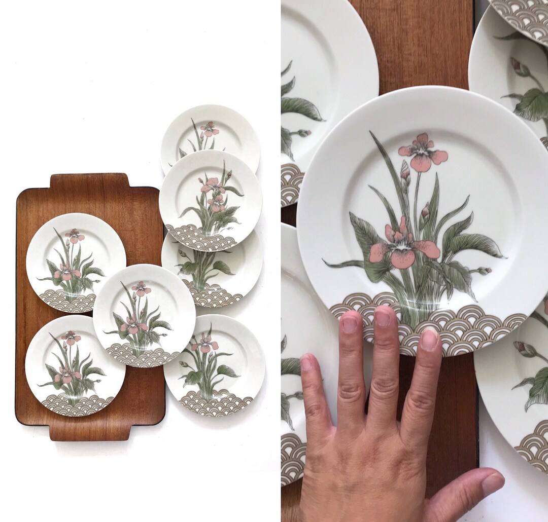 Mikasa Pink Iris Flower Appetizer Plate Set of 7 / Salad Plates Etsy