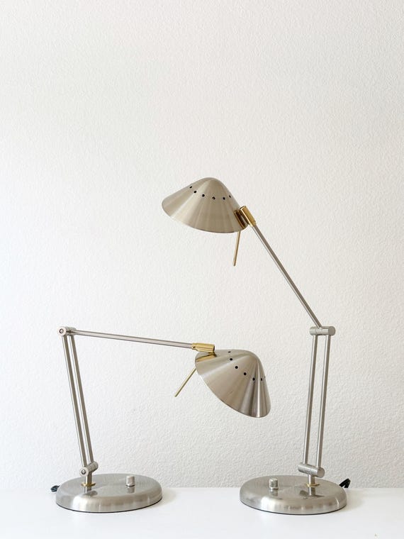 postmodern dimming silver gold metal adjustable office desk table lamp