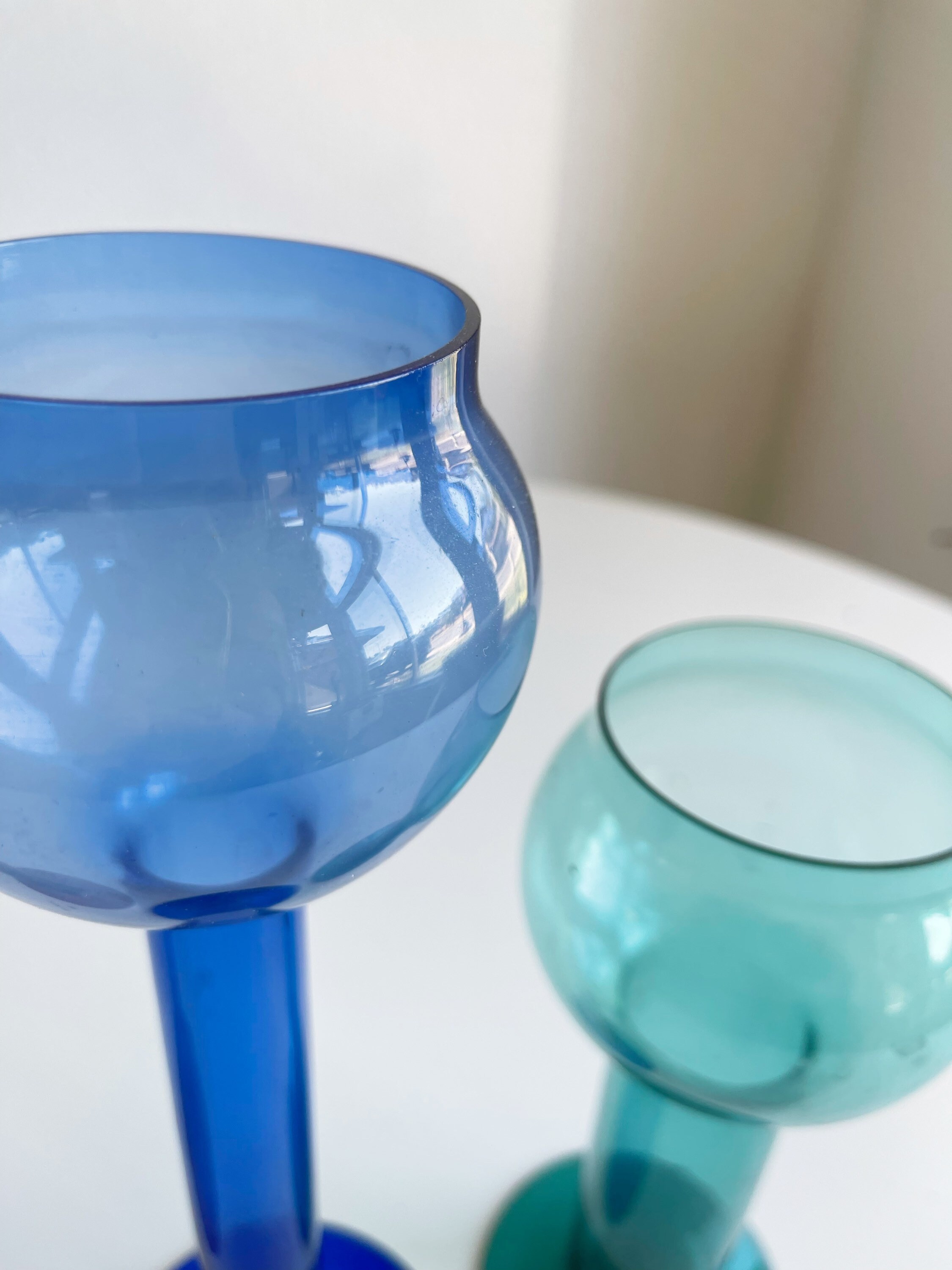 Set of 3 Clear Glass Ball Flower Vase Art Glass Sculptures Etsy