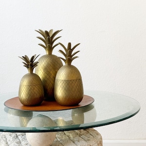 Hollywood Regency Brass Pineapple Jar Kitchen Canister Set of 3