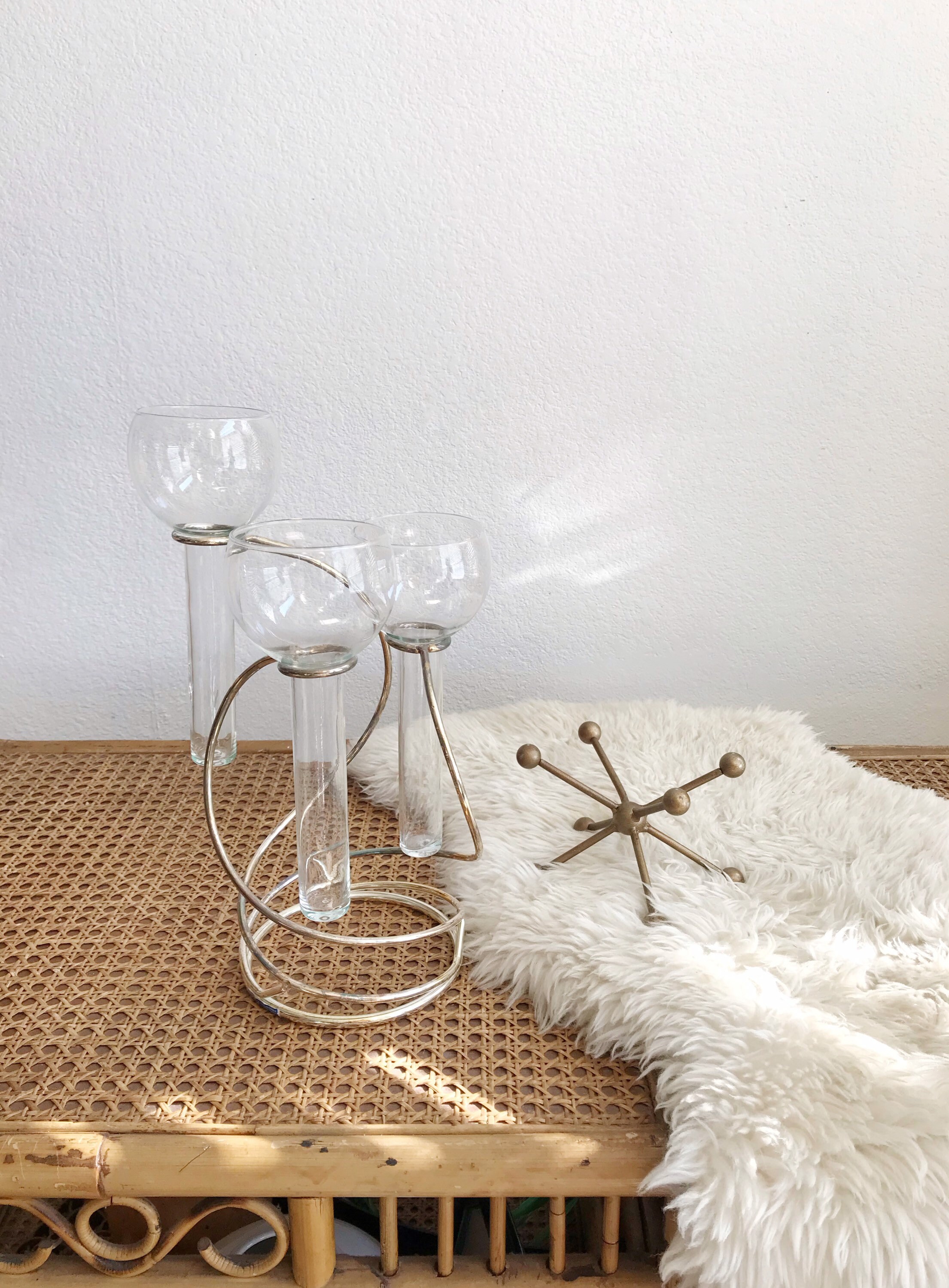 Modern Art Deco Glass Globe Vases With Silver Metal Stand Etsy