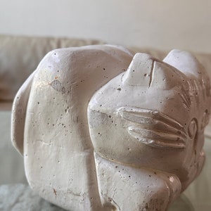 abstract cubist modern white ceramic cat figurine sculpture bookend gift cat lover image 7